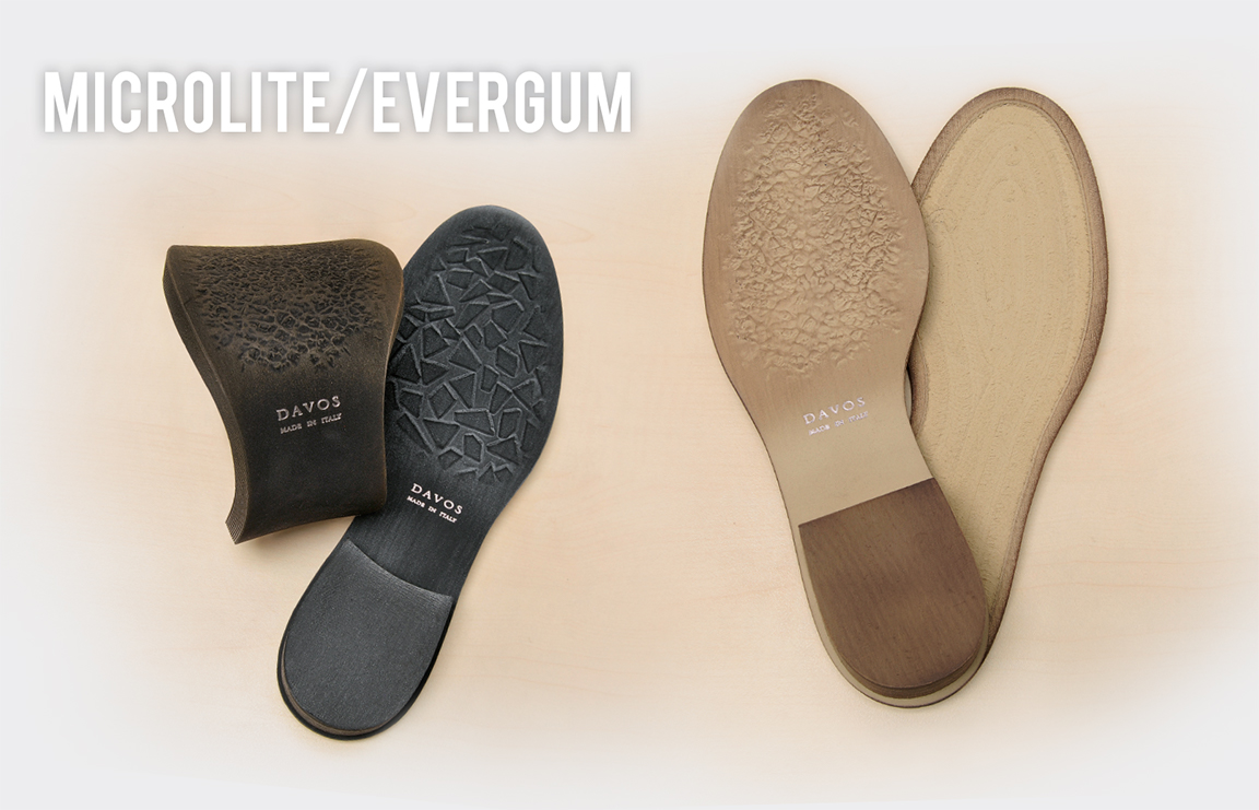 Expanded rubber wedges and sole units with DAVOS Made in Italy branding