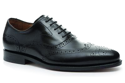 A black brogued oxford shoe