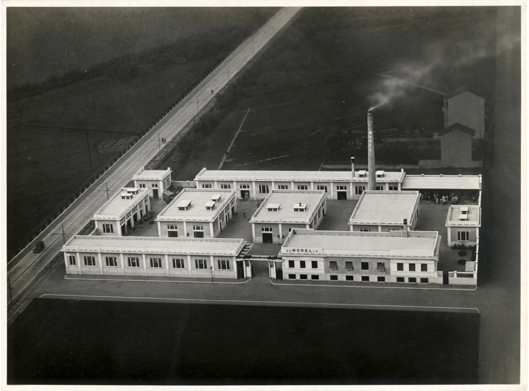 Aerial view of the Morel & C. factory, Via Gradisca 18, Milan